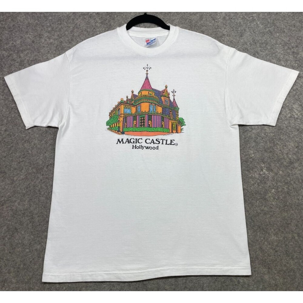 Vintage Magic Castle Hollywood Shirt Mens L White Hanes Beefy-T Single Stitch